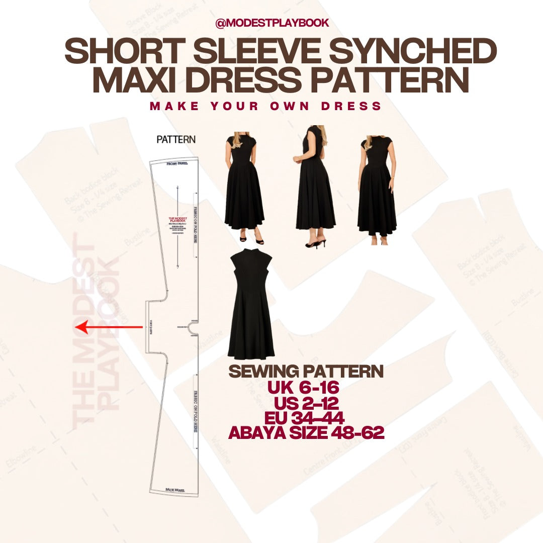 Short Sleeve Synched Maxi Dress Pattern cover