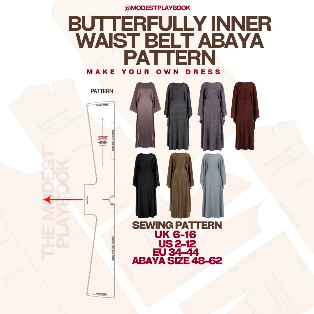 Butterfully Inner Waist Belt Abaya Pattern cover