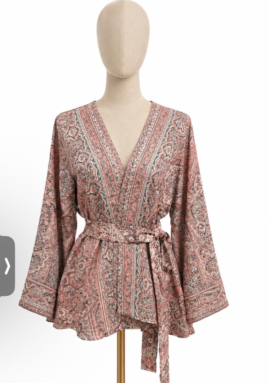 Pink & Black Paisley Kimono