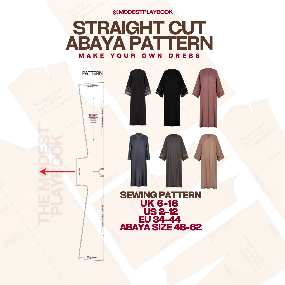 Straight Cut Abaya Sewing Pattern cover
