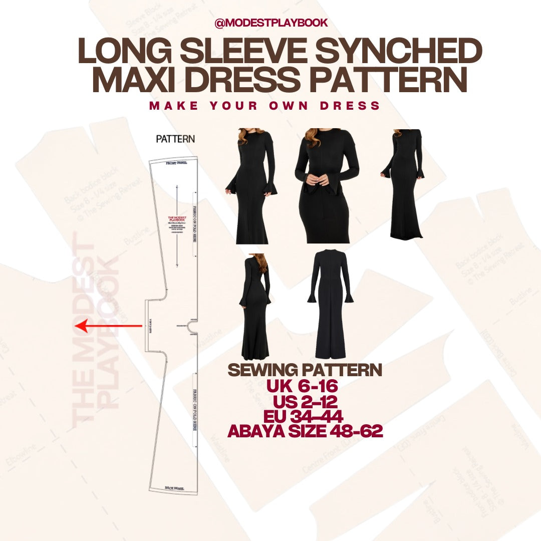 Long Sleeve Synched Maxi Dress Pattern cover